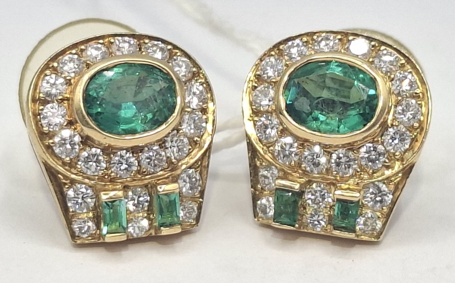 14ct Gold Emerald And Diamond Earrings