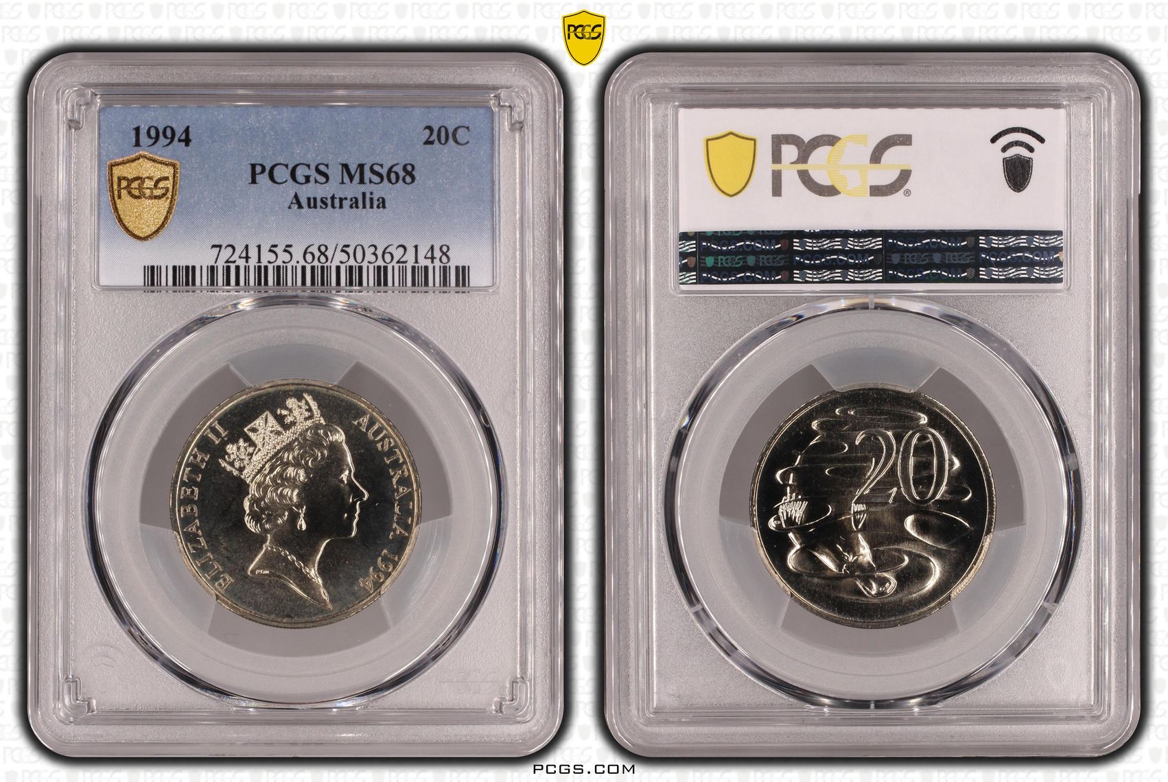 , Twenty Cent, 1994, PCGS MS68