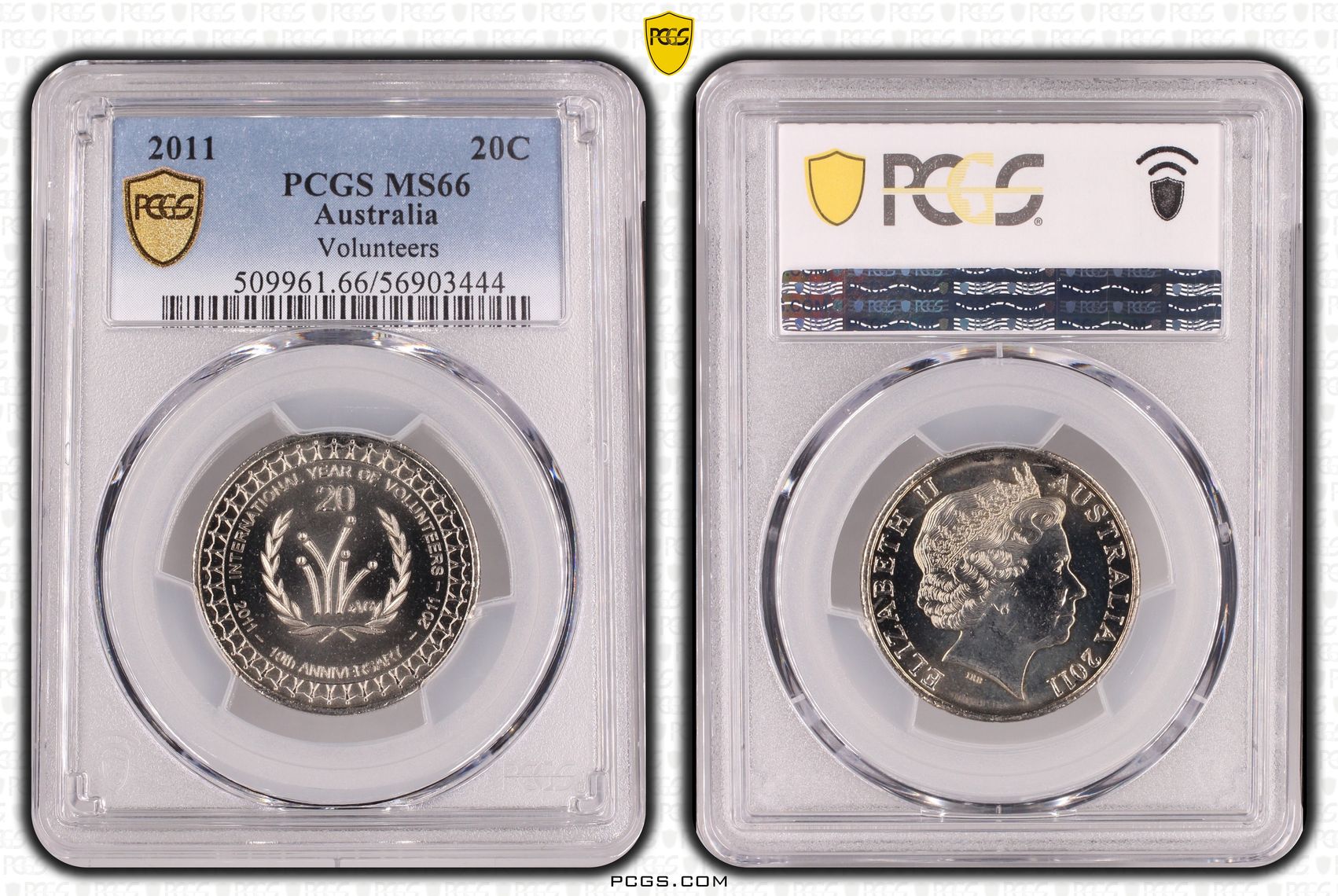Volunteers, Twenty Cent, 2011, PCGS MS66