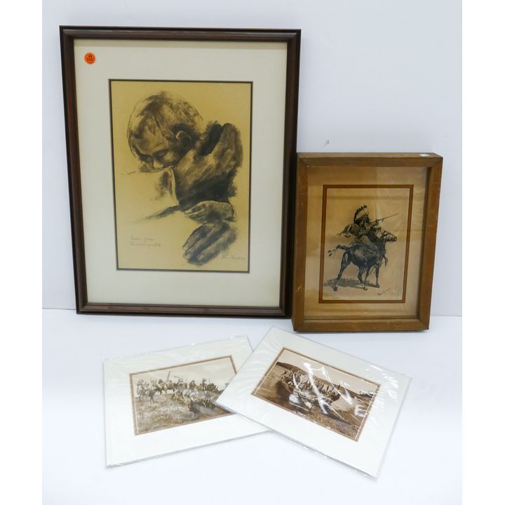 4pc Western Artwork and Prints