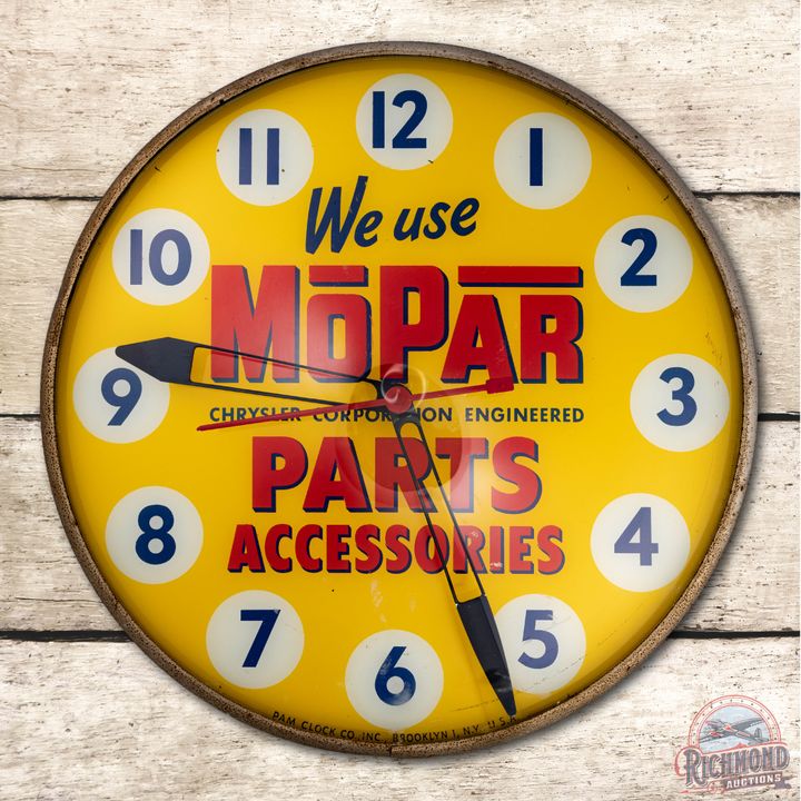 15" We Use Mopar Parts & Accessories Lighted Advertising Clock