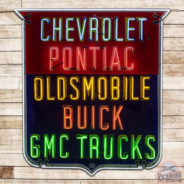 Chevrolet Pontiac Oldsmobile Buick GMC Trucks Double Sided Porcelain Neon Sign