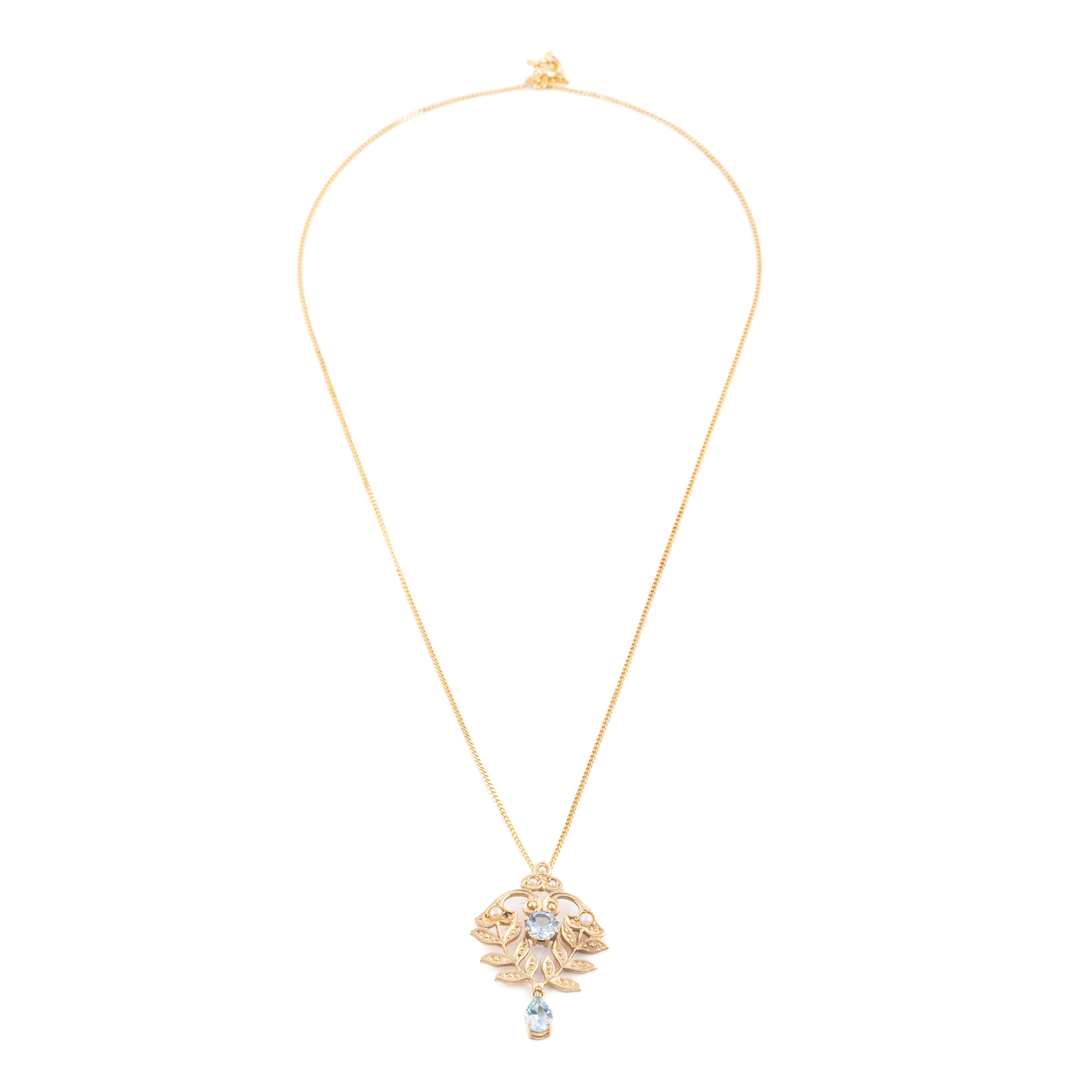397 · Topaz & Pearl Pendant & Chain 9ct