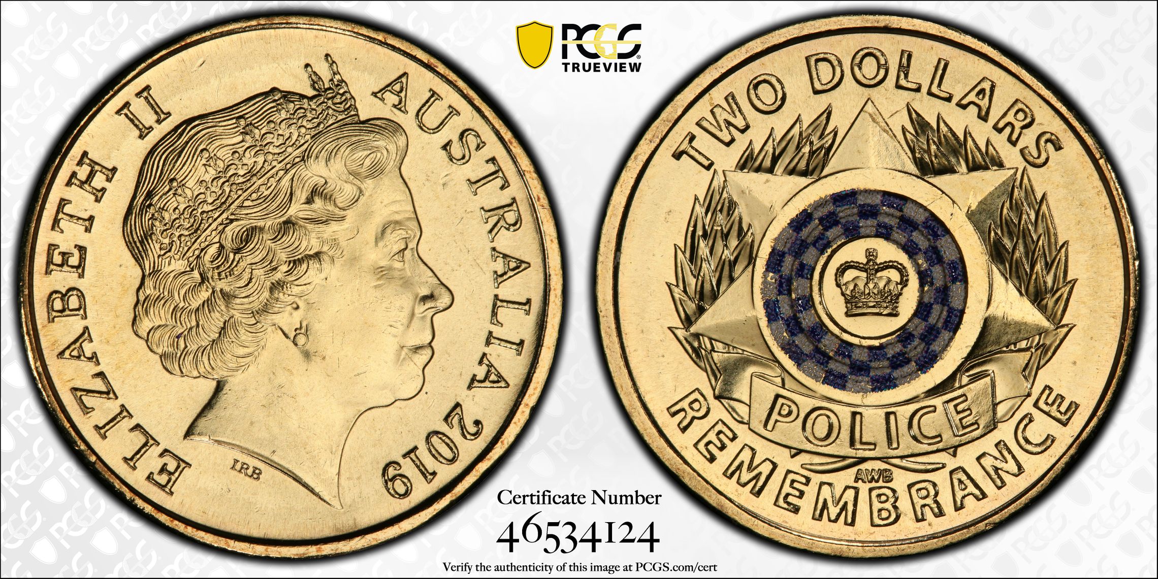 Police Remembrance Colorized, Two Dollar, 2019, PCGS MS66