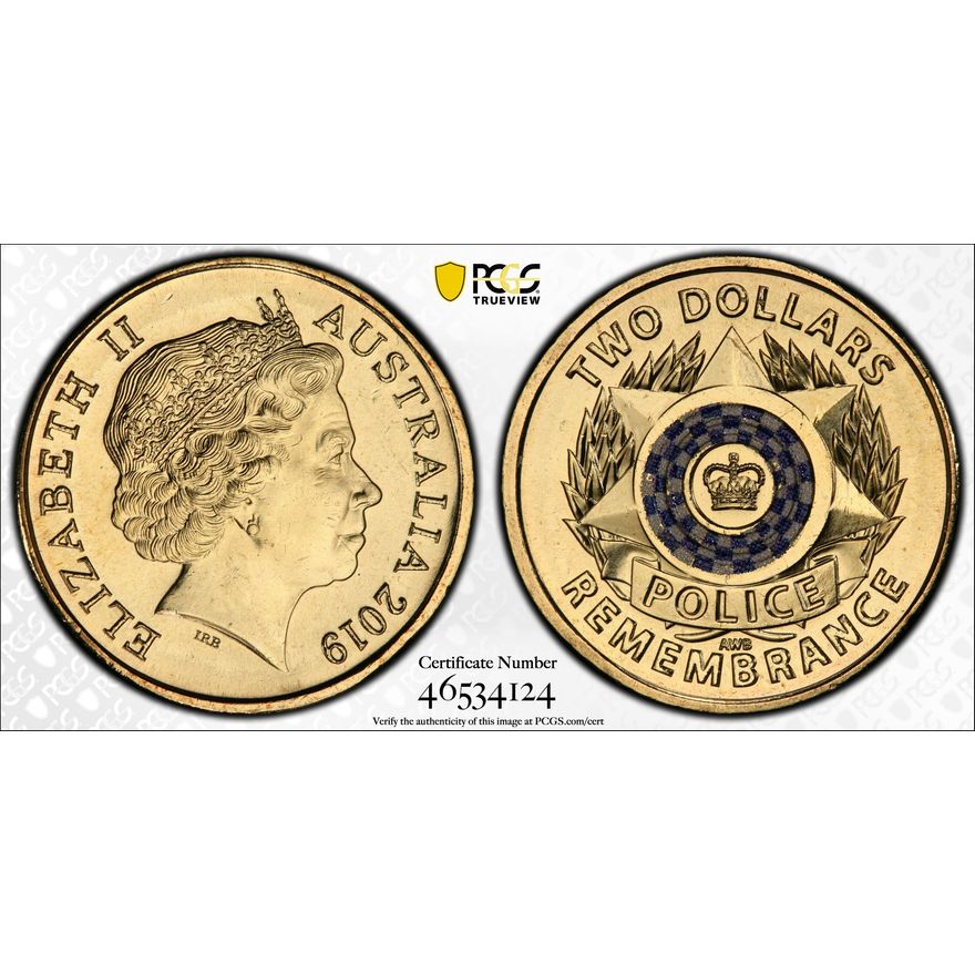 Police Remembrance Colorized, Two Dollar, 2019, PCGS MS66