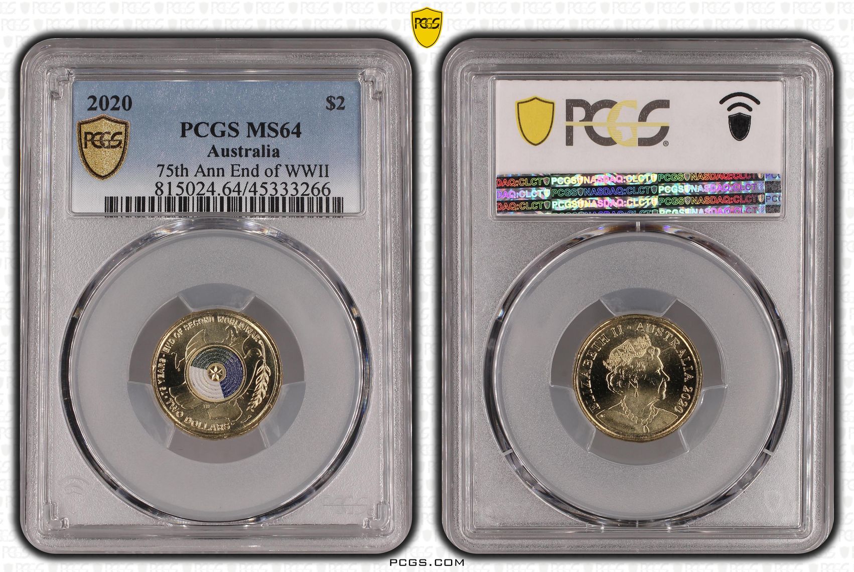 75th Ann End of WWII Colorized, Two Dollar, 2020, PCGS MS64