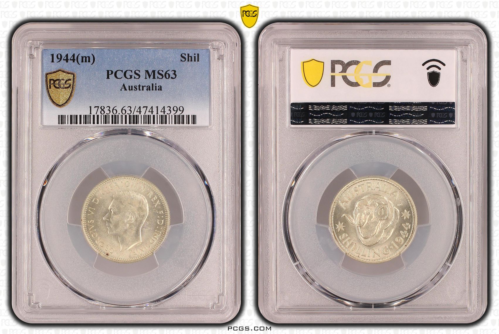 Shilling, 1944(m), PCGS MS 63
