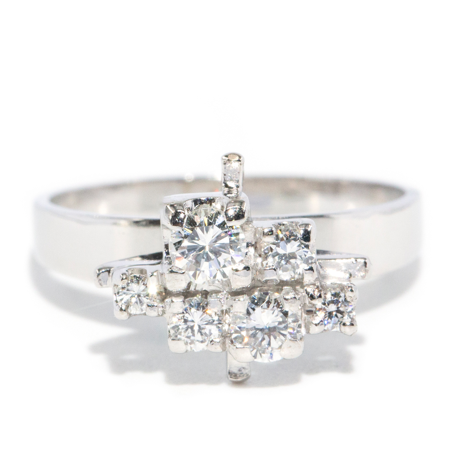 0.50 Carat 6-Stone Diamond Geometric Cluster Ring