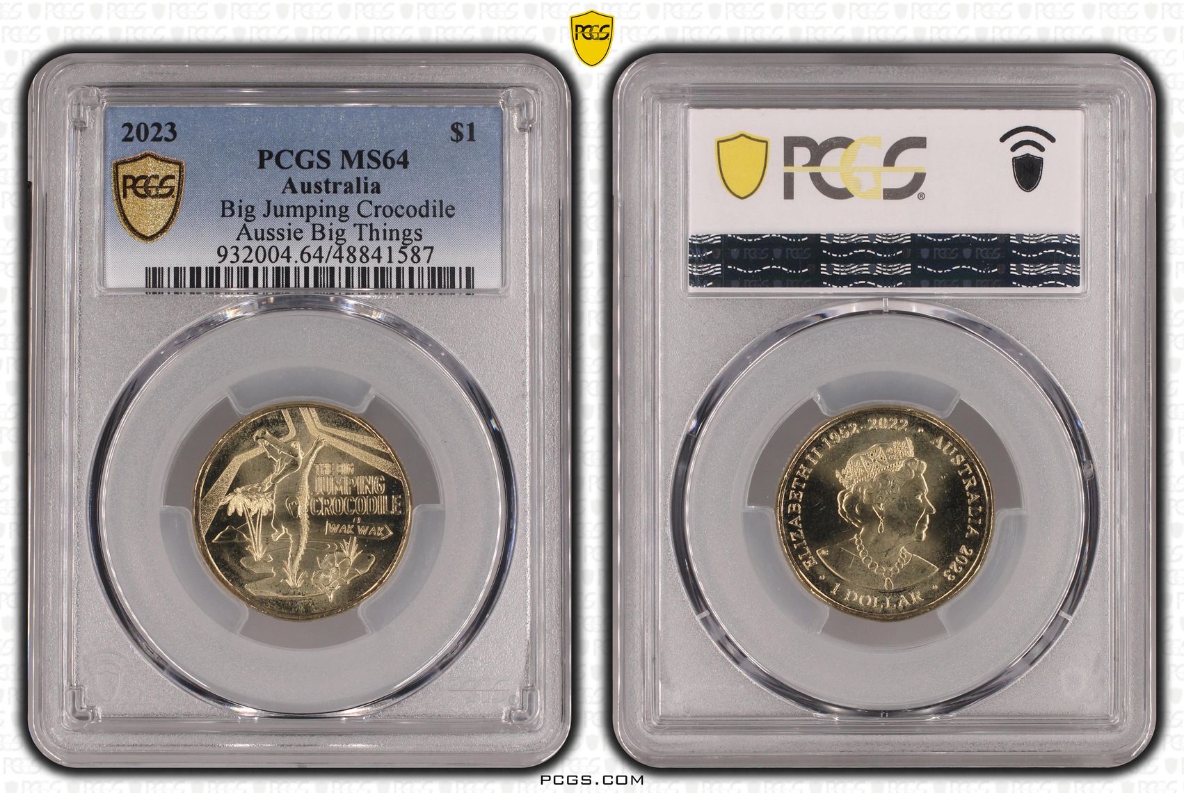 294 · Elizabeth II, Big Jumping Crocodile Aussie Big Things , One Dollar, 2023, PCGS MS64
