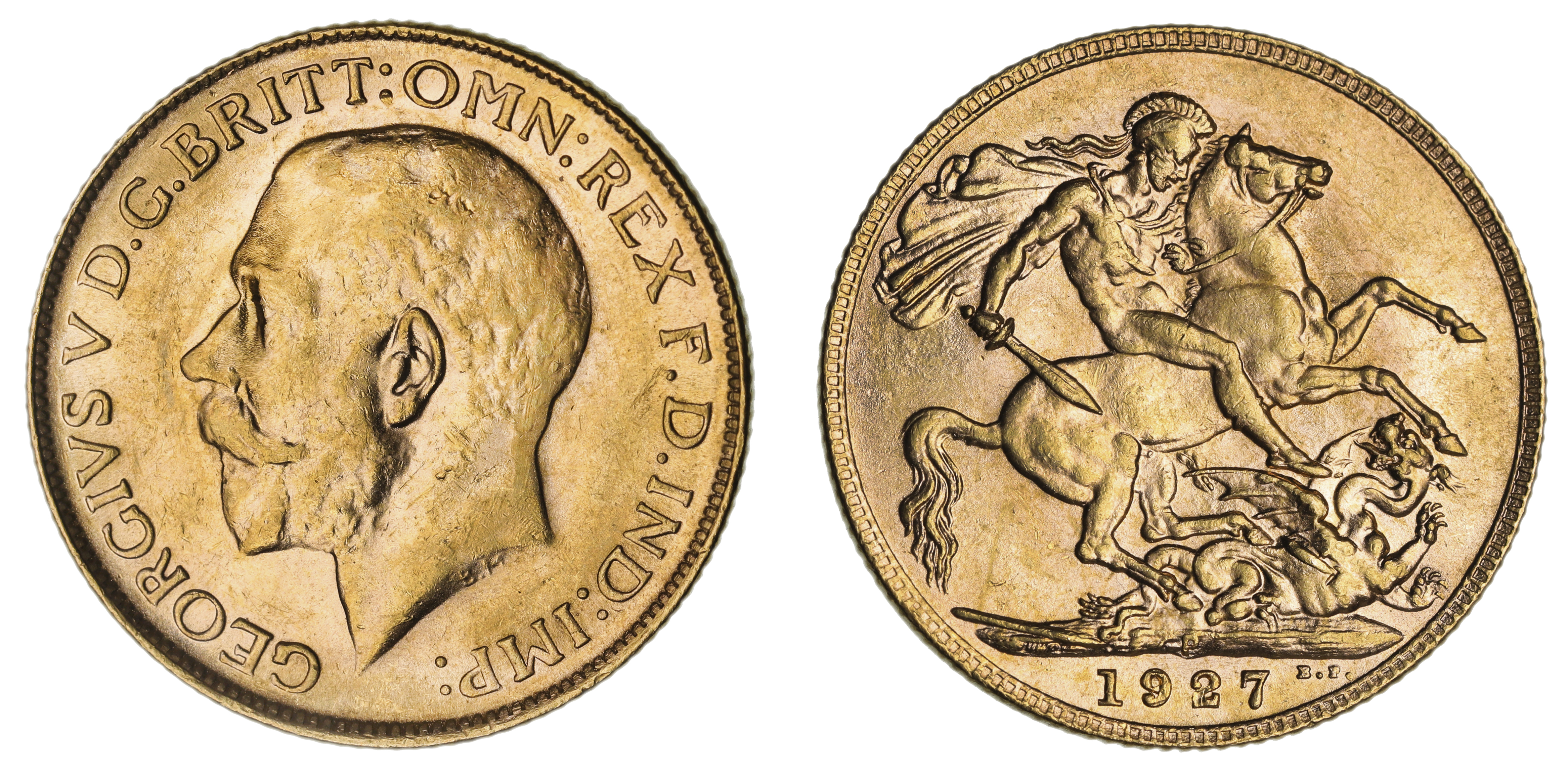 George V, St. George Reverse - Perth Mint, Sovereign, 1927, EF