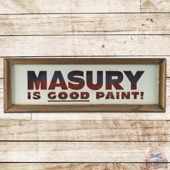 Masury Is Good Paint! Lighted Reverse Painted Glass Advertising Sign