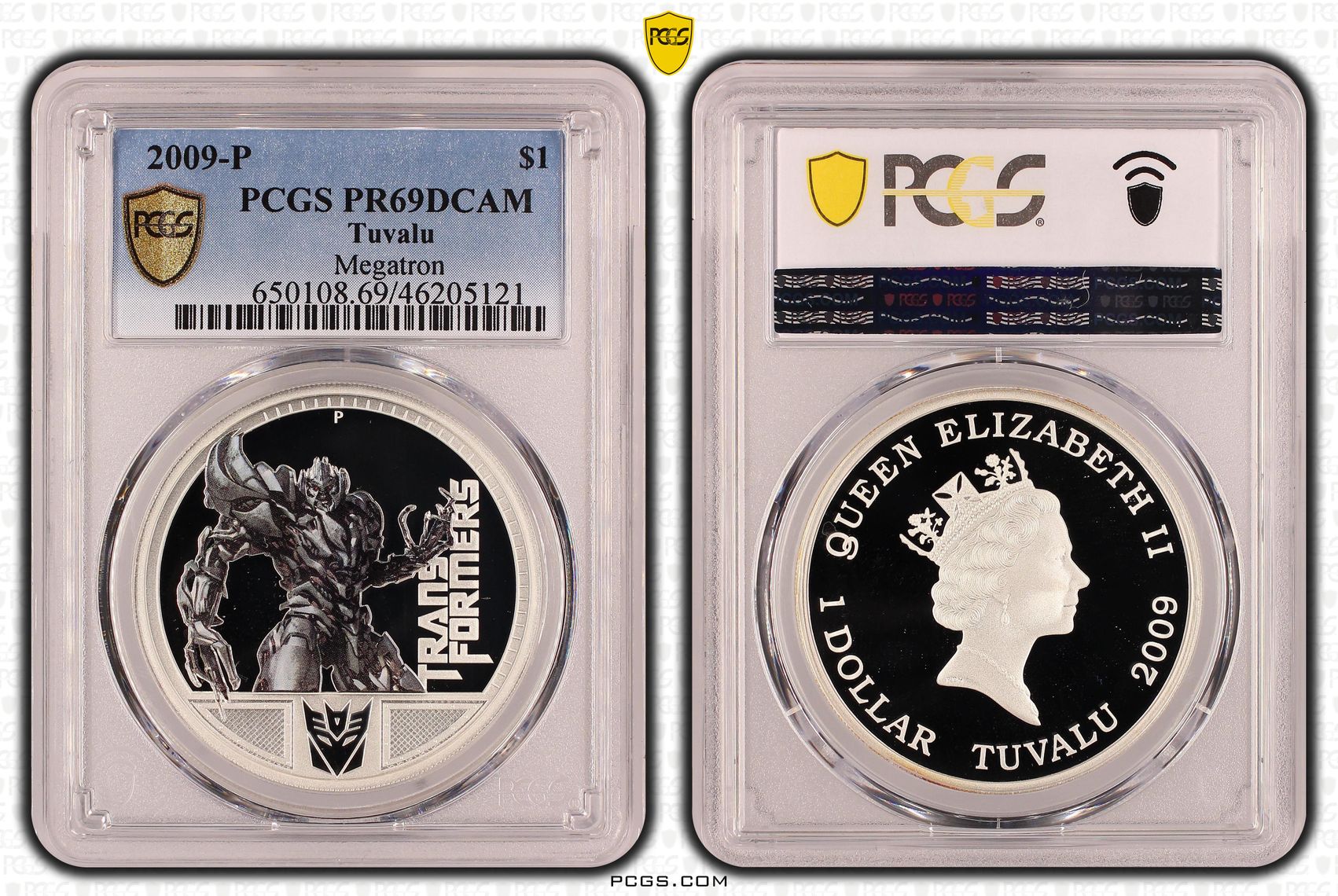Tuvalu, One Dollar, 2009, Transformers - Megatron, PCGS - PR69DCAM