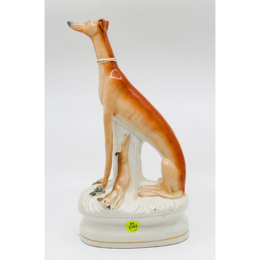 Antique Staffordshire Greyhound Figure 13''