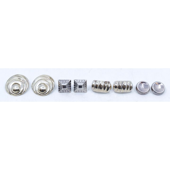 Box 4 Pairs Sterling Modernist Earrings - 67 Grams TW