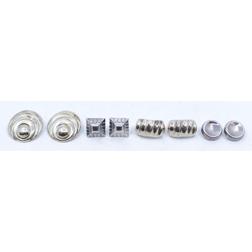 Box 4 Pairs Sterling Modernist Earrings - 67 Grams TW