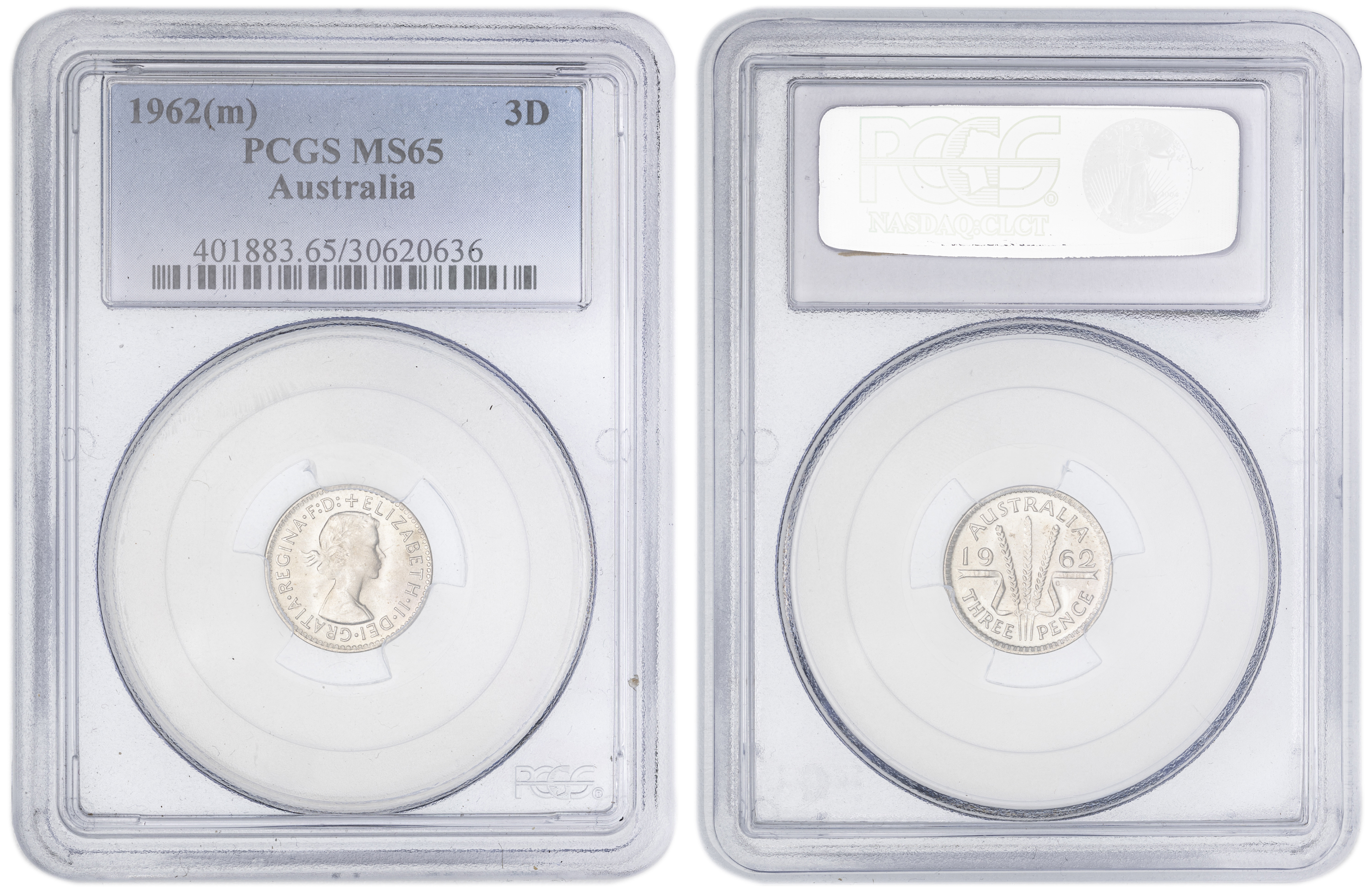 Elizabeth II, Threepence, 1962(m), PCGS MS65