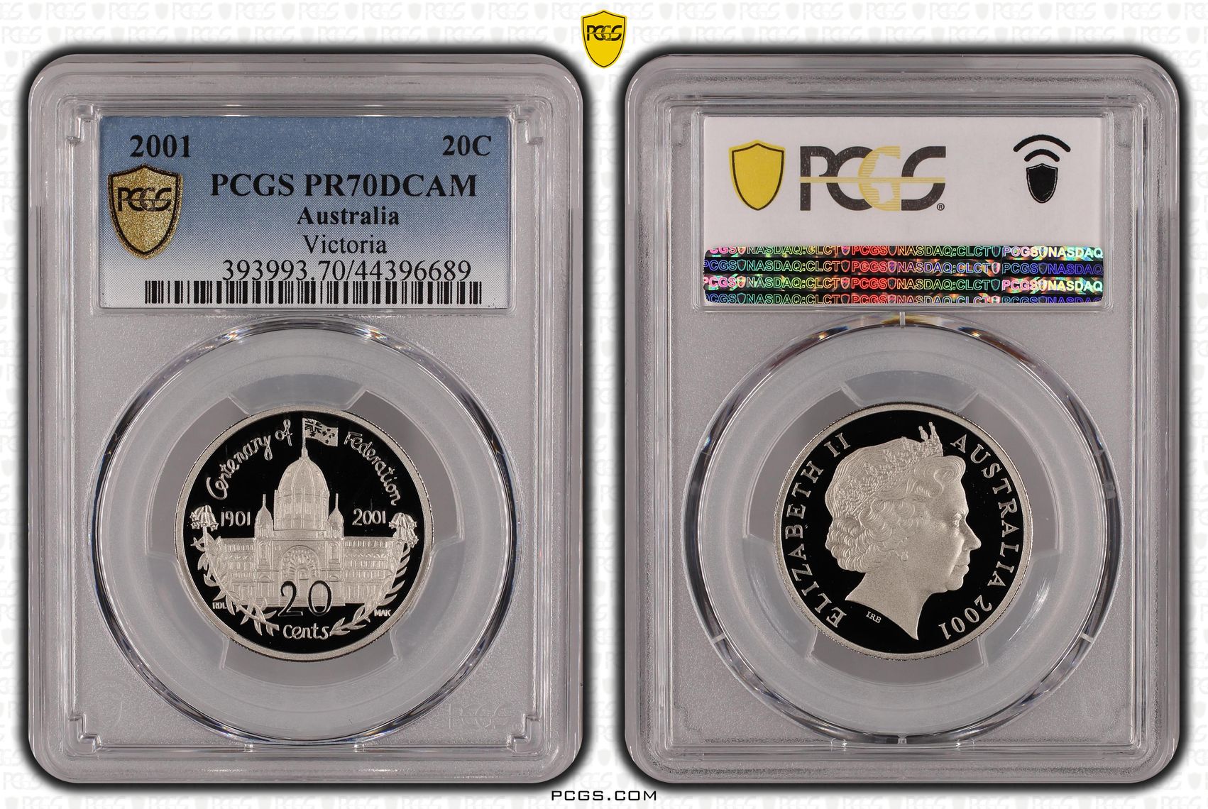2001 Australian Twenty Cent, 20c Proof Victoria PCGS - PR70DCAM POP 51/0 -689