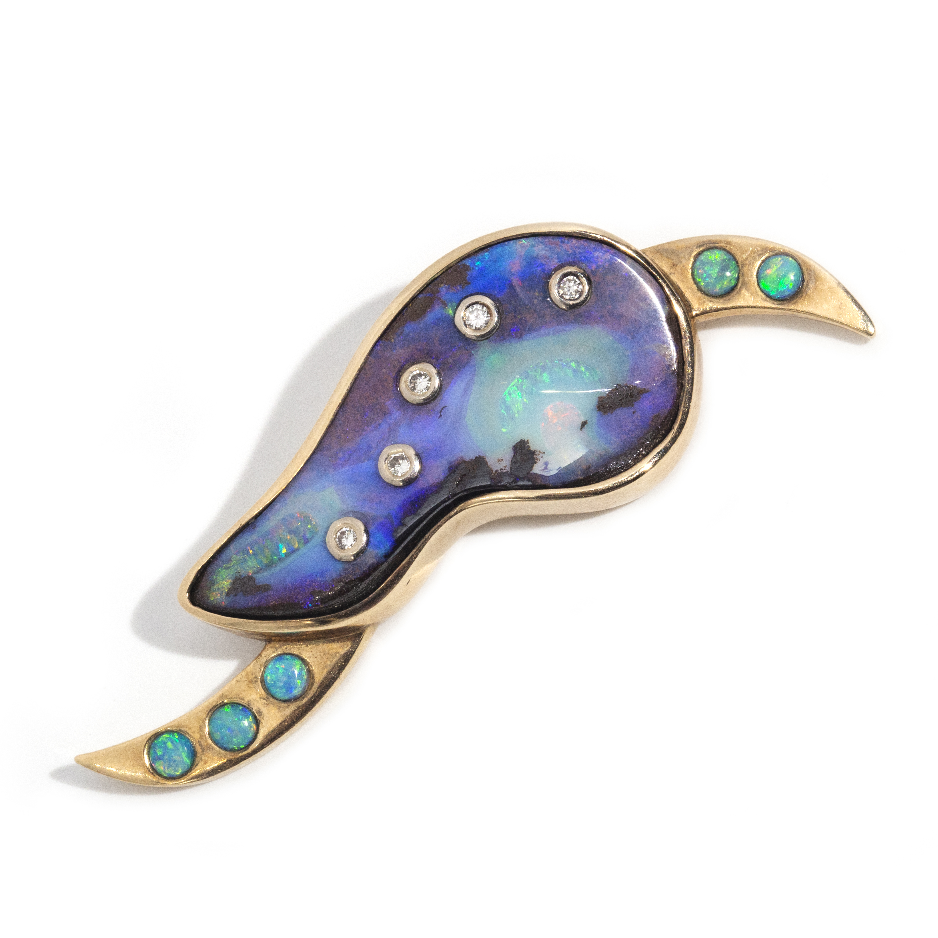 77 · Boulder Opal & Diamond Brooch