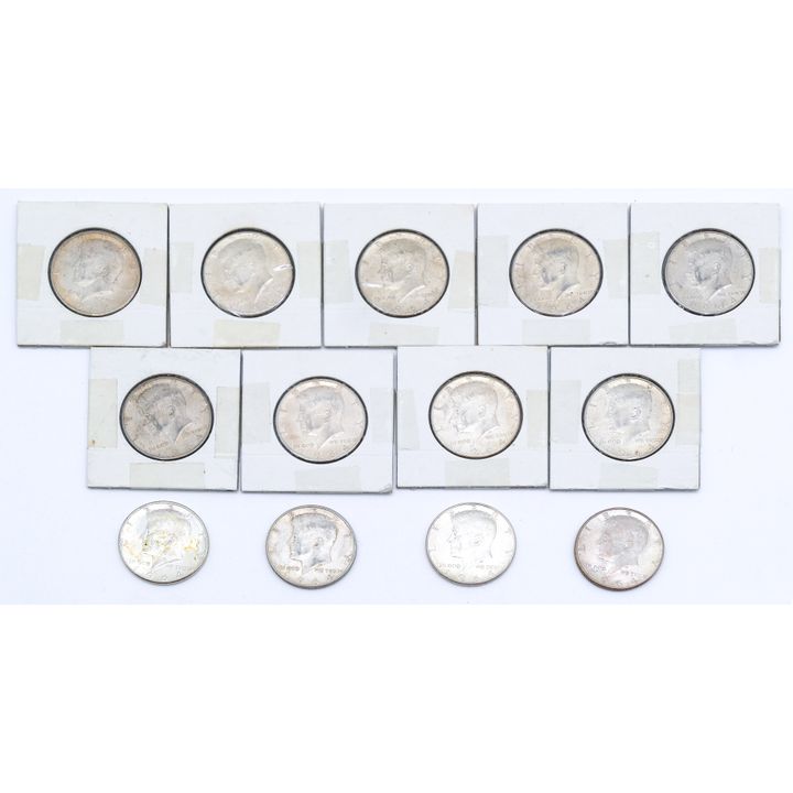 Box 13pc US Kennedy 1964 Silver Half Dollars