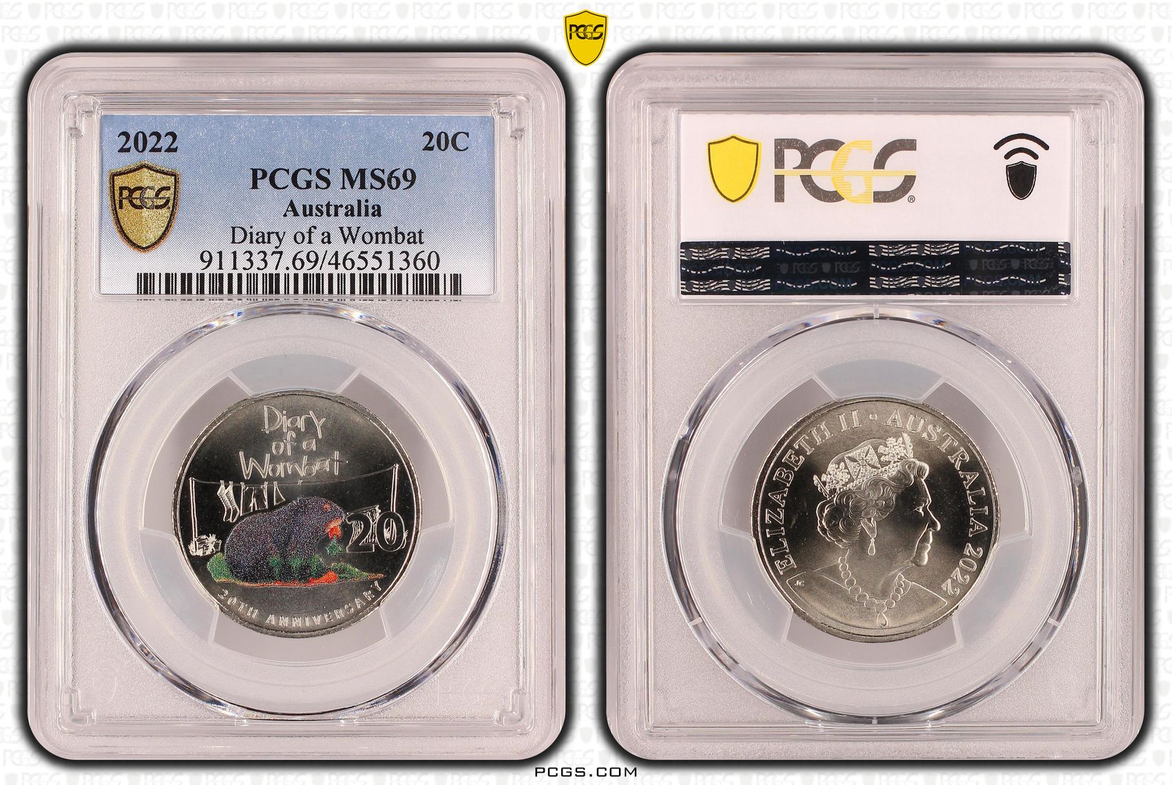Diary of a Wombat , Twenty Cent, 2022, PCGS MS69