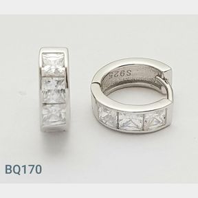 Sterling Silver Reversible Princess Hoop Earrings With Czs - 51533/272