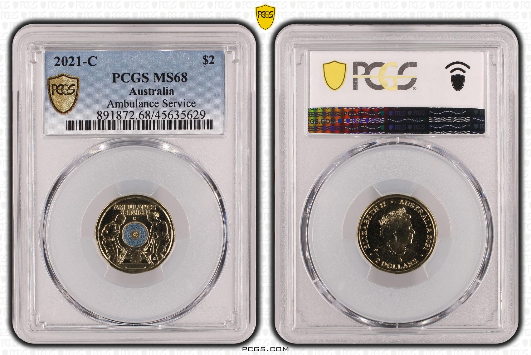 487 · Ambulance Service - Colorized , Two Dollar, 2021-C, PCGS MS68