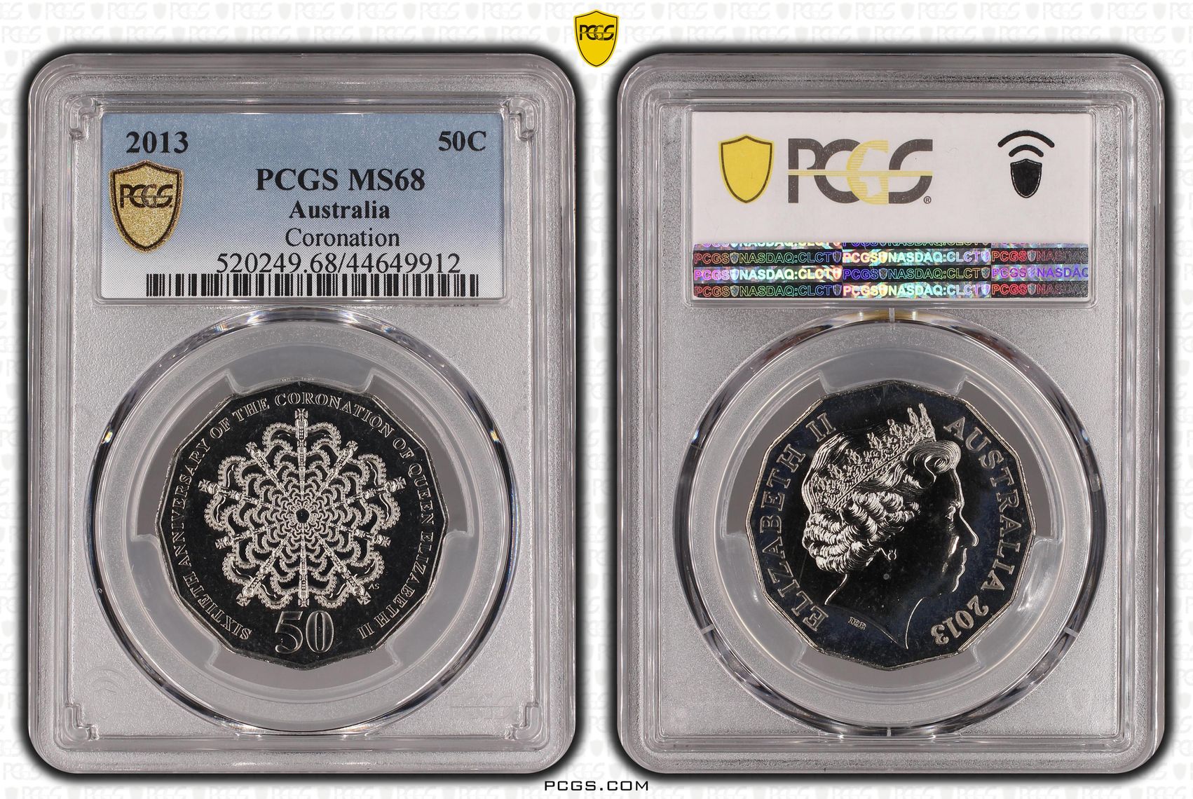 2013 Australia Fifty Cent, 50c Coronation PCGS - MS68 -912