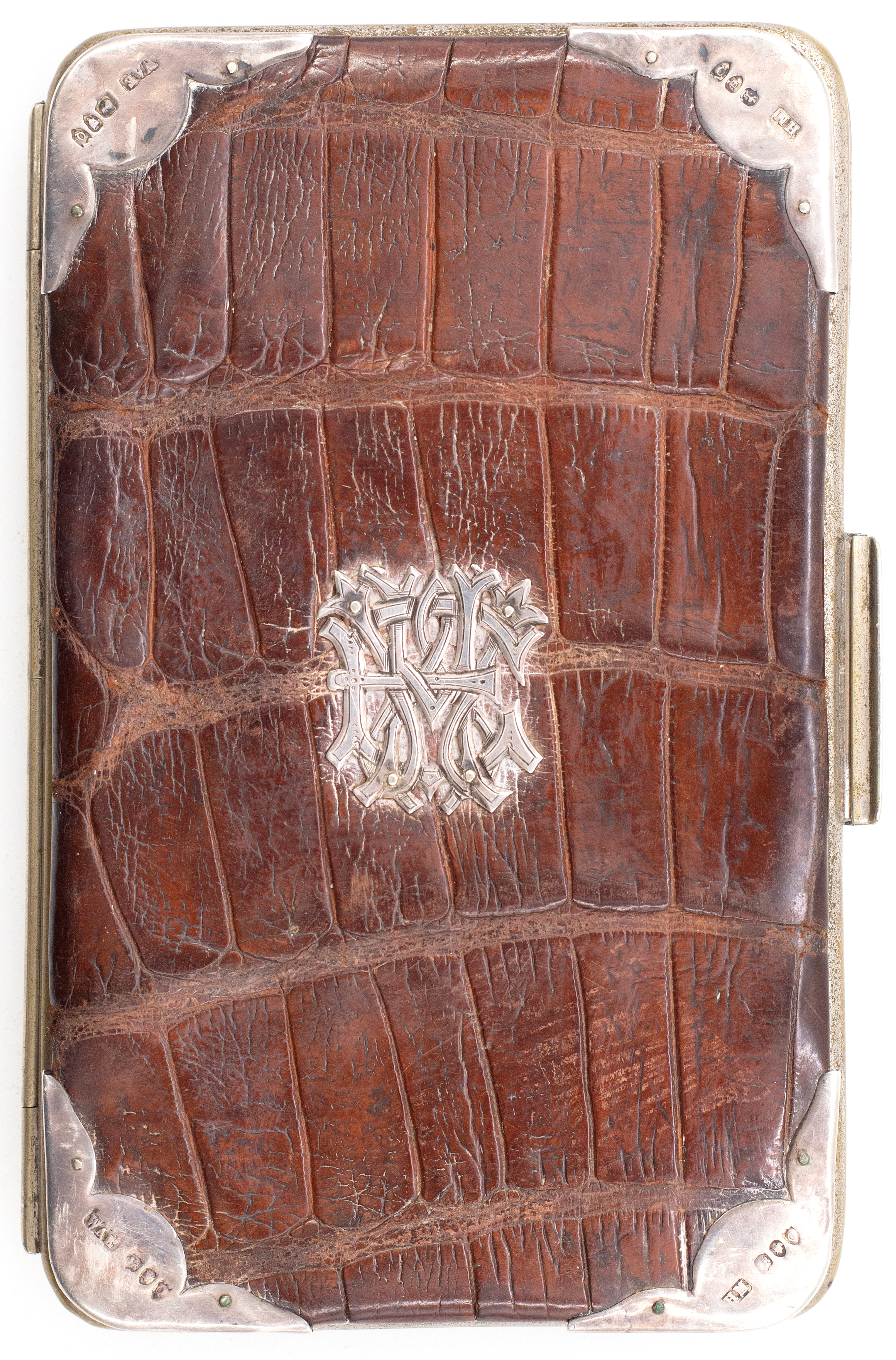 160 · Silver & Crocodile Hide Wallet, 1890, VGC