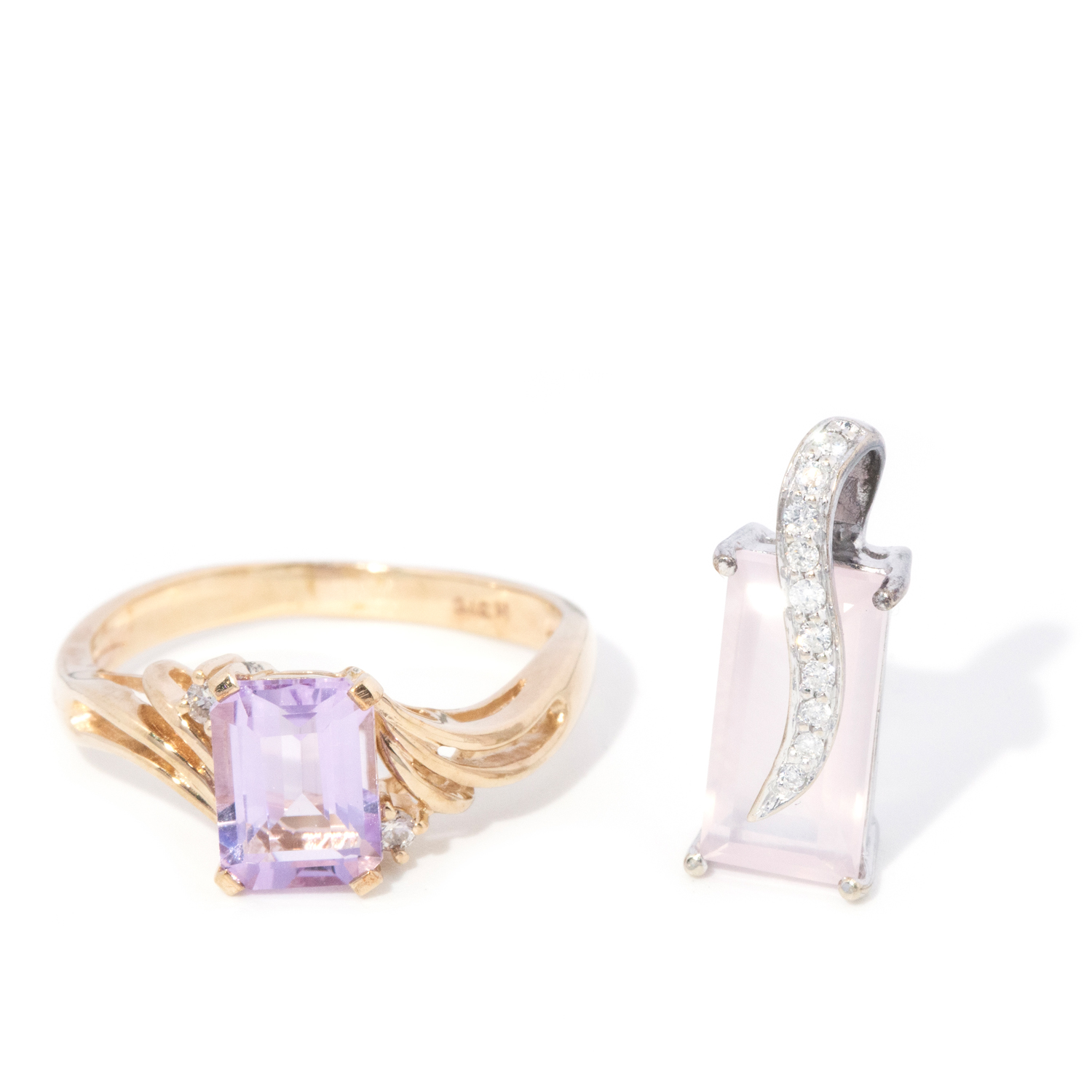 9 carat gold ring and pendant