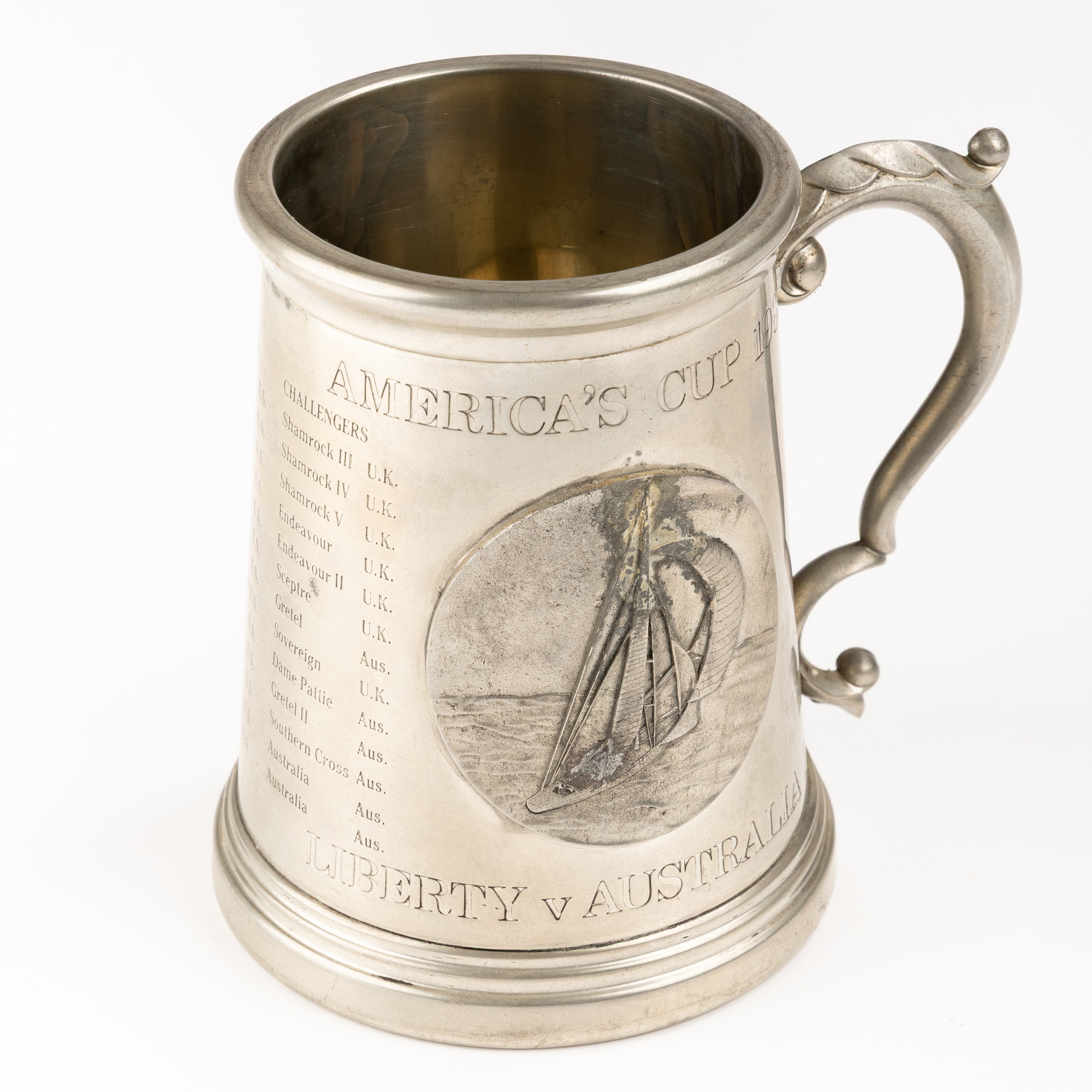 175 · Americas Cup - Liberty v Australia II, Pewter Tankard, 1983,  VF