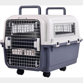 MEDIUM (26.5"L X 20"W X 18.8"H) ELEVON PLASTIC KENNELS PET CARRIER ROLLING PLASTIC AIRLINE APPROVED WIRE DOOR TRAVEL DOG CRATE, ME