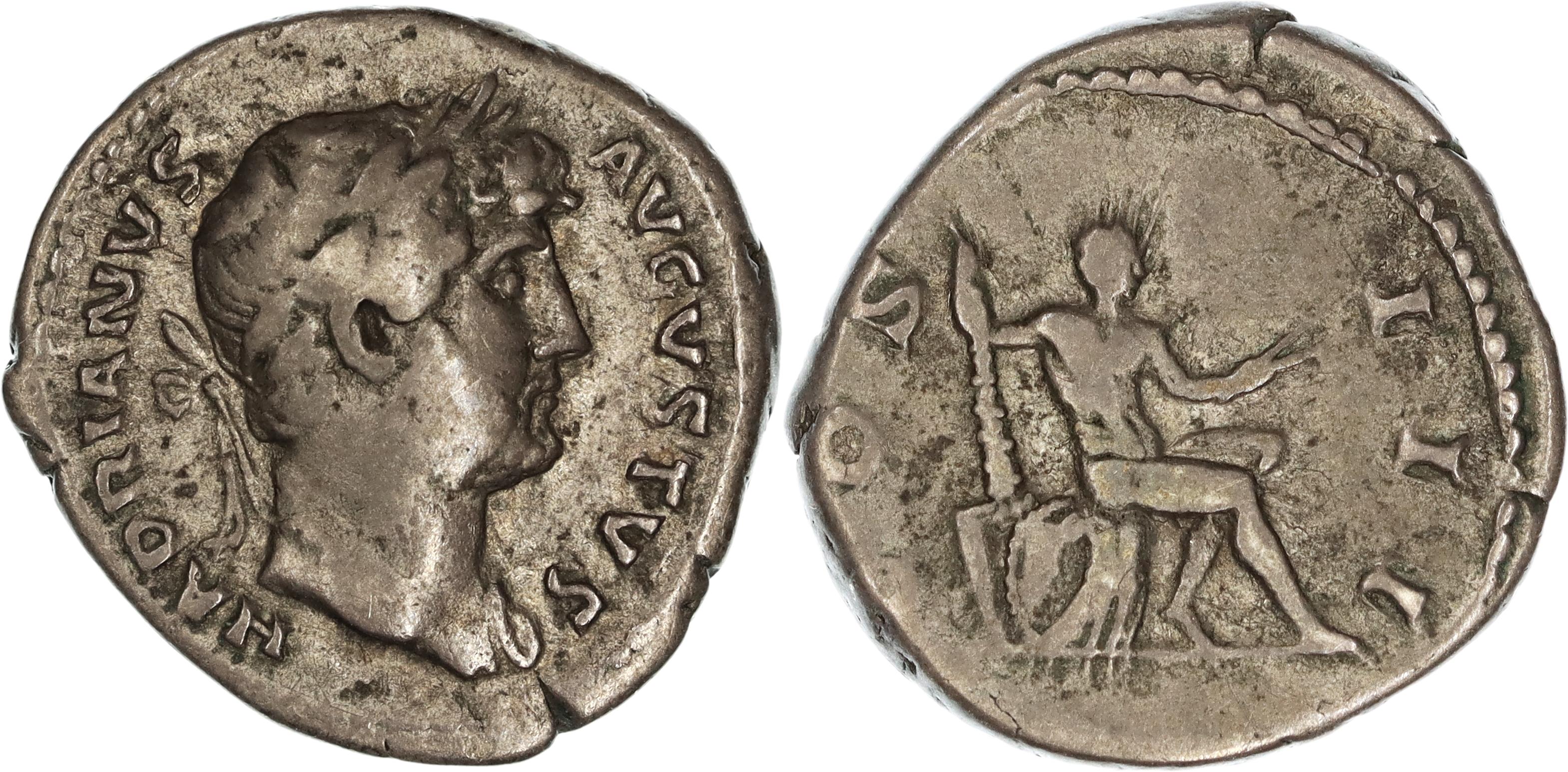 Roman Empire, Hadrian, Silver Denarius, 125-128 AD, gF