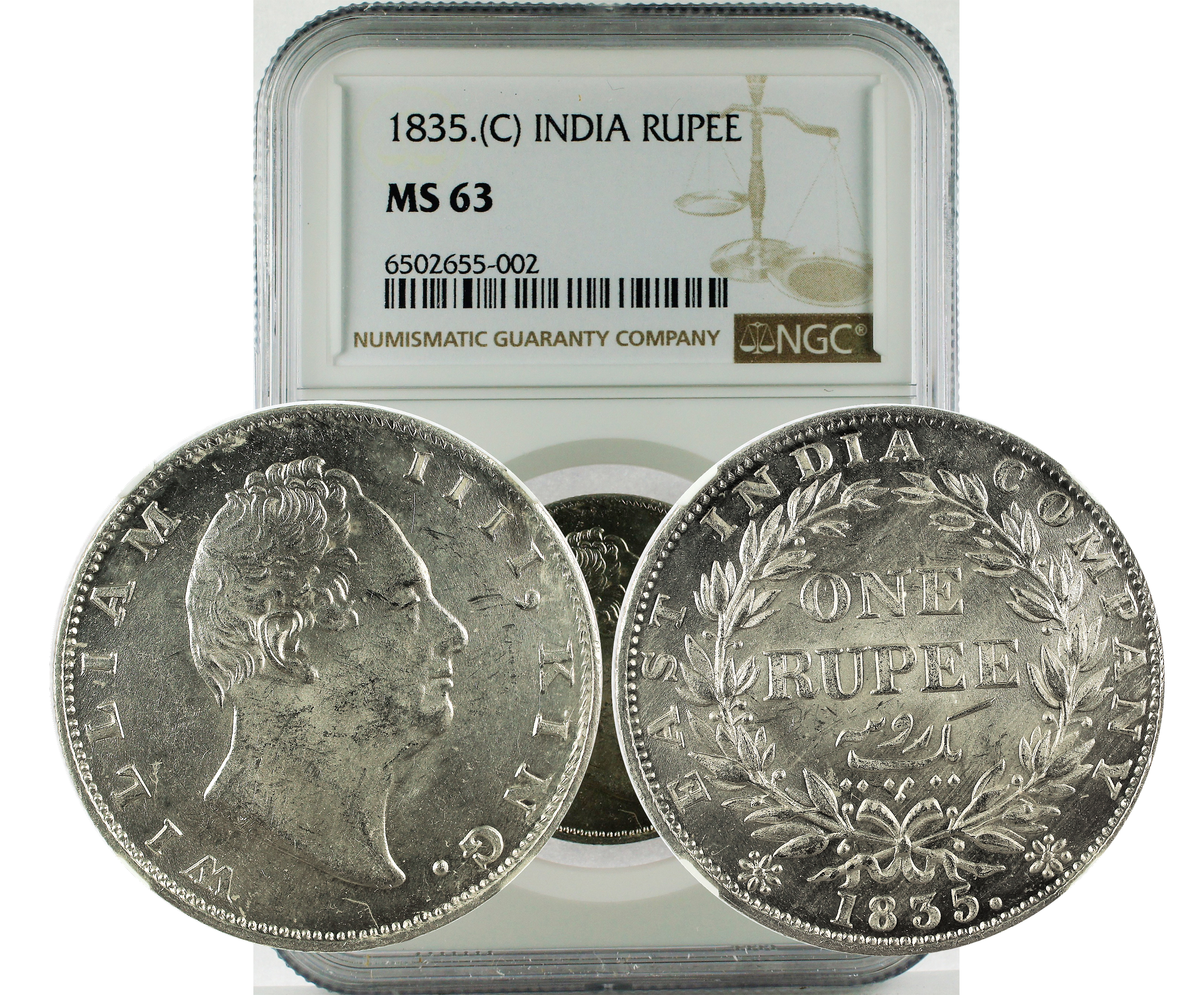 1835.(C) INDIA RUPEE MS 63