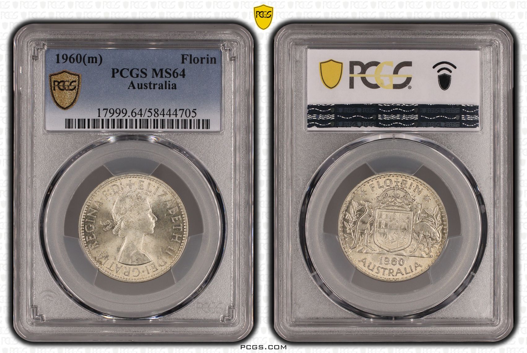KM-60 Silver, Florin, 1960(m), PCGS MS64