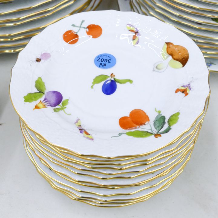 12pc Herend Fruits & Flowers Bread Plates 6''