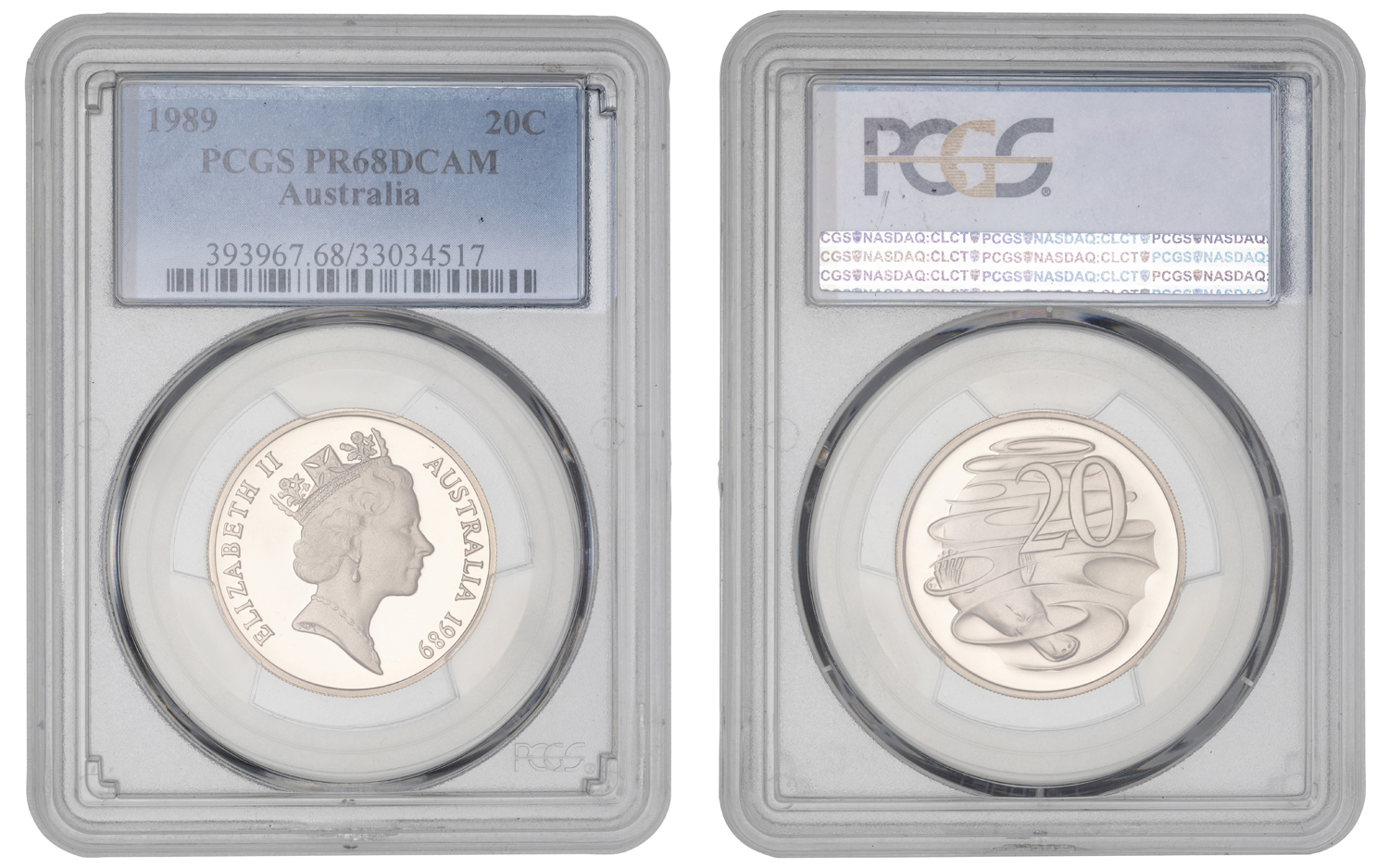 Elizabeth II, Twenty Cent, 1989, PCGS PR68DCAM