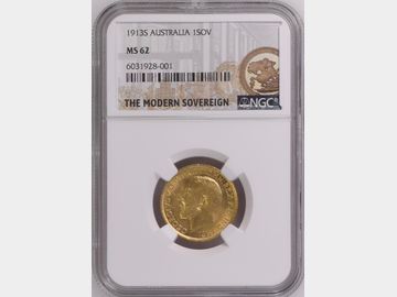 1913 GEORGE V SYDNEY MINT GOLD SOVEREIGN MS62