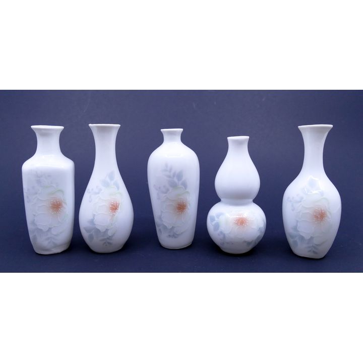 Box 5pc Chinese Jingdezhen Miniature Porcelain Vases- 3''