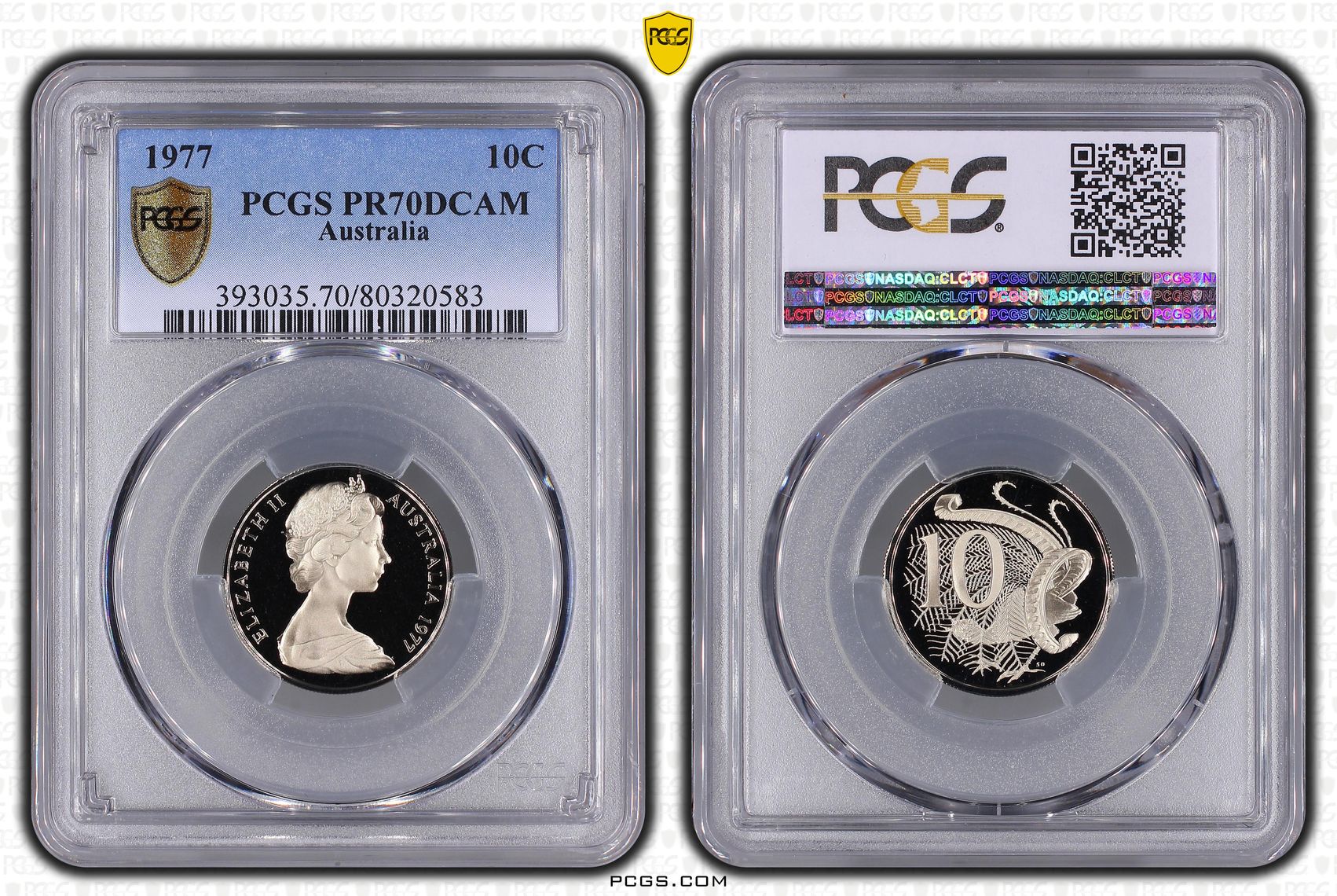 Elizabeth II, Ten Cent, 1977, PCGS PR70DCAM