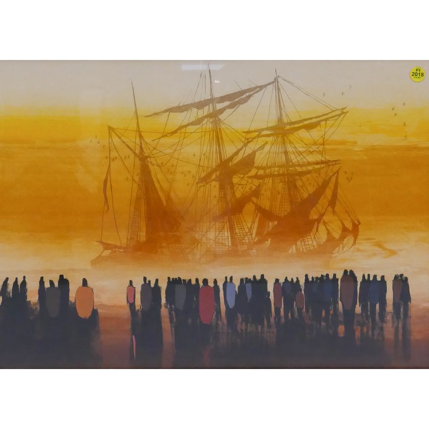 Elton Bennett (1910-1974, WA) 'The Derelict' Plate Signed Serigraph Framed- 23x30''