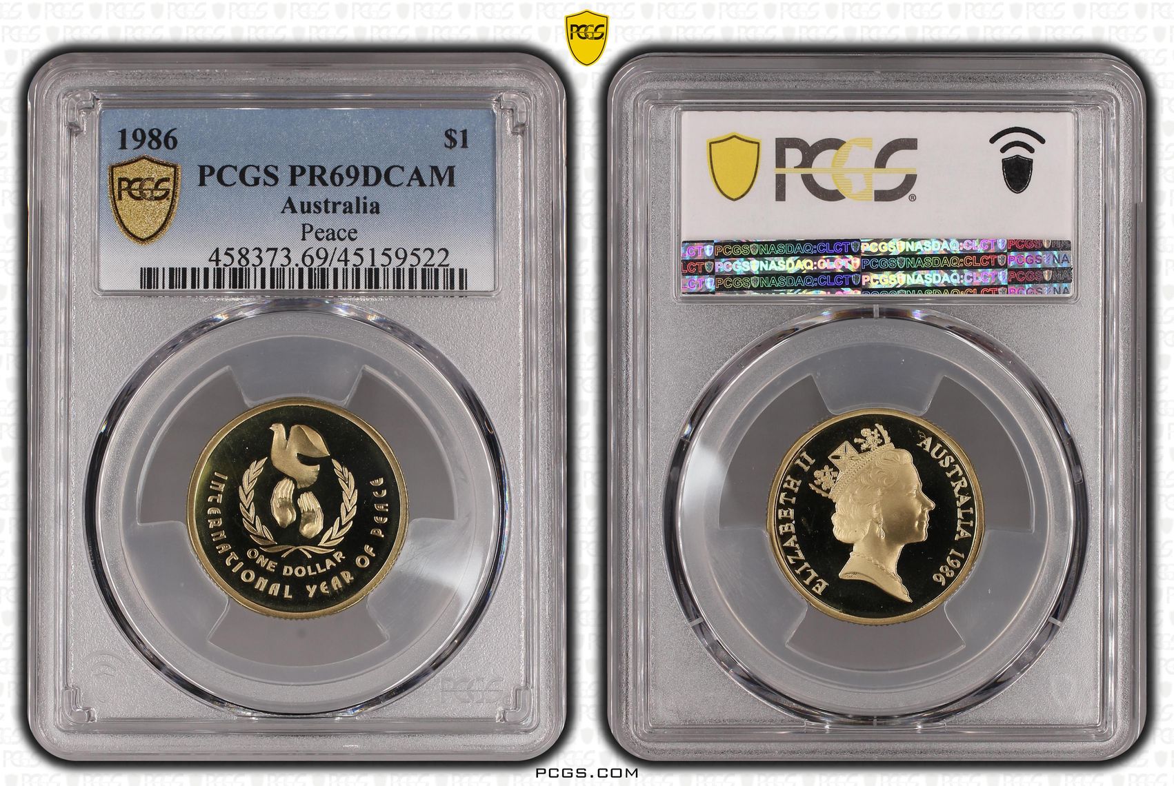 Peace, One Dollar, 1986, PCGS PR69DCAM