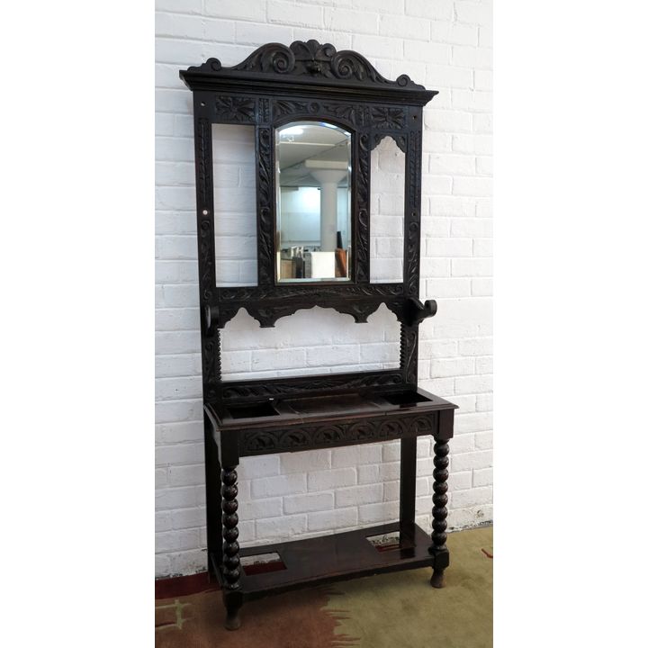 CARVED OAK HALL STAND