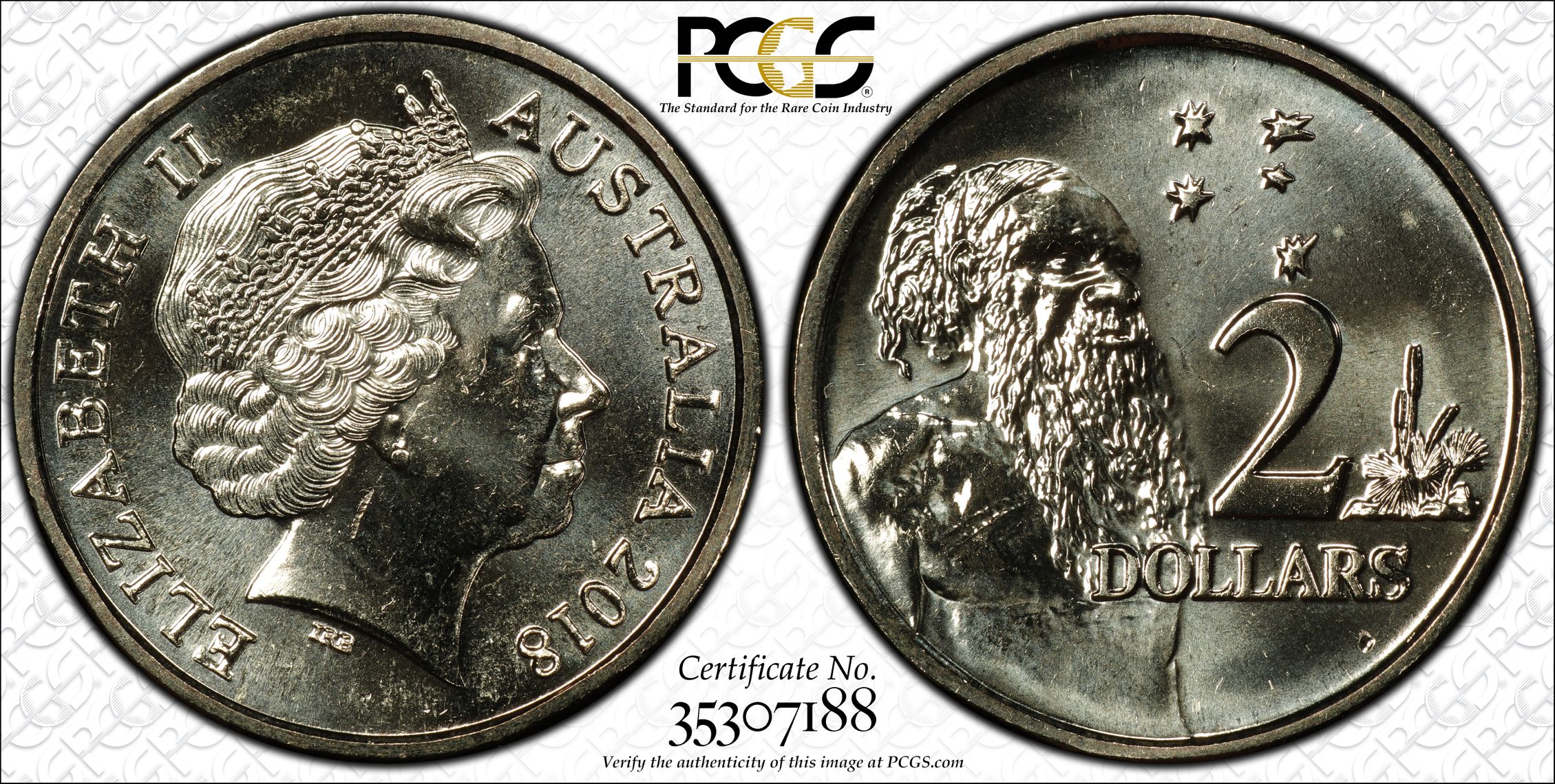 2018 Australia Two Dollar, $2 4th Portrait PCGS - MS66 -188