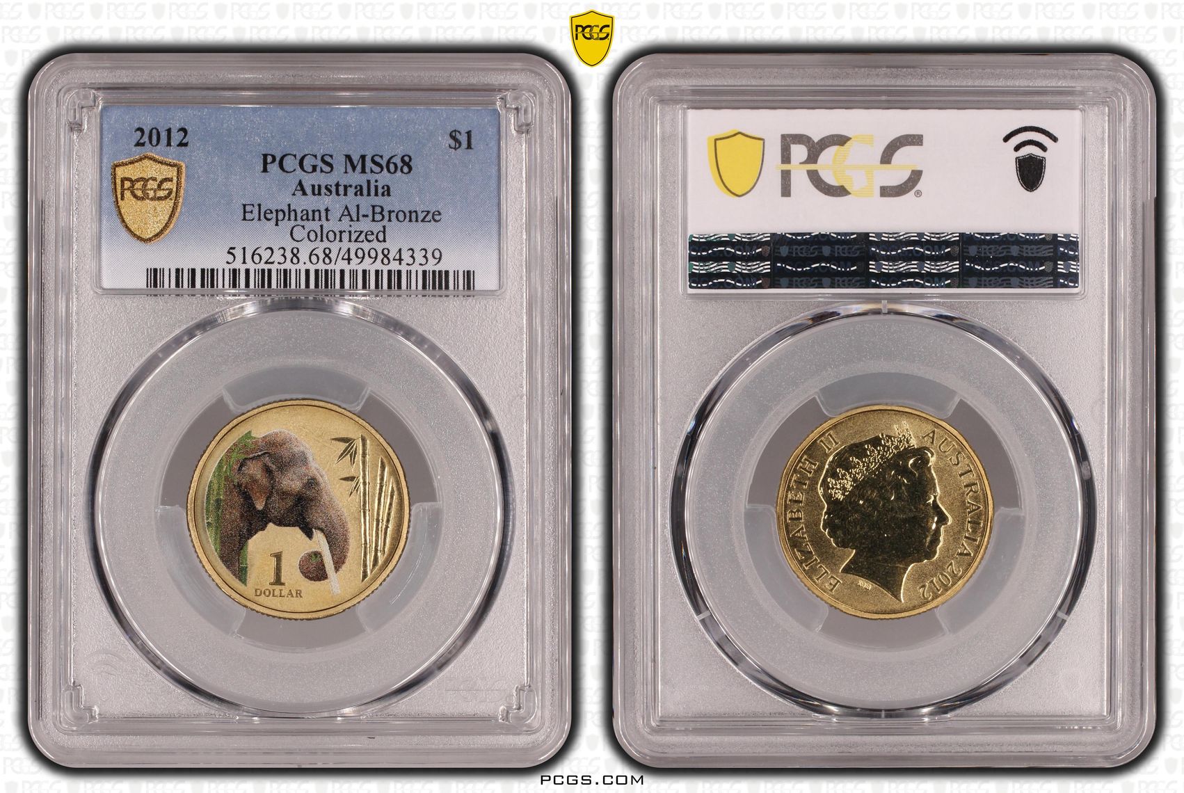 Elephant Al-Bronze , One Dollar, 2012, PCGS MS68