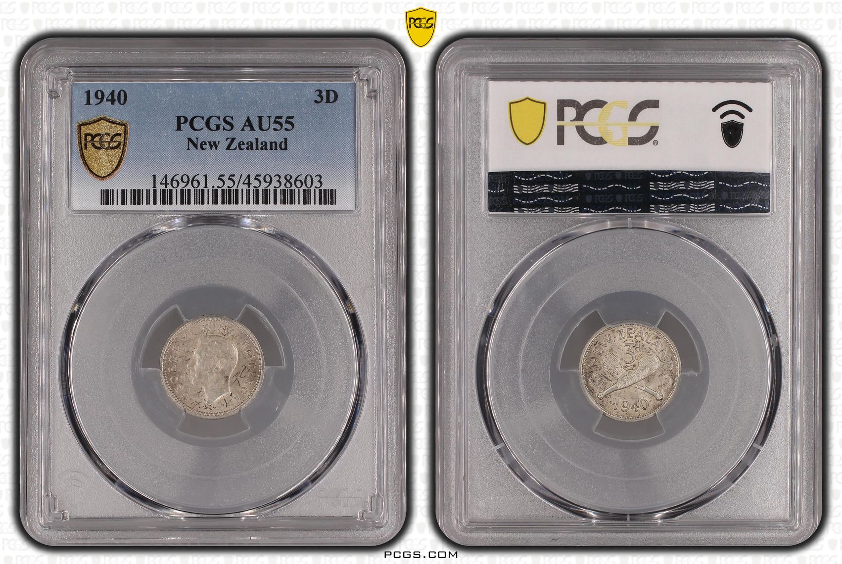 1940 New Zealand Threepence Silver PCGS - AU55 -603