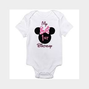 My First Birthday Minnie Mouse Short Sleeve Baby Grower - 12-18 months-50582/10102 B4( s5)