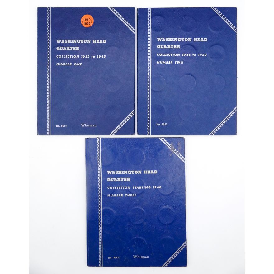 3pc Blue Washington Silver Quarter Whitman Albums 63pc