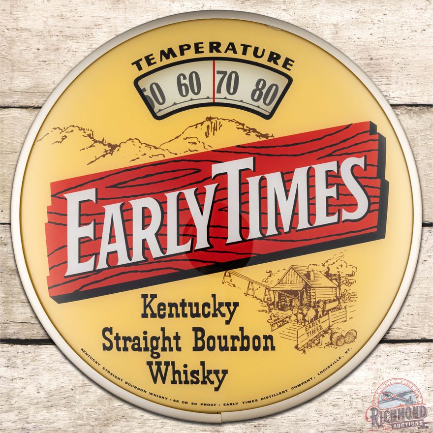 Early Times Kentucky Straight Bourbon Whiskey Glass Scale Thermometer Sign