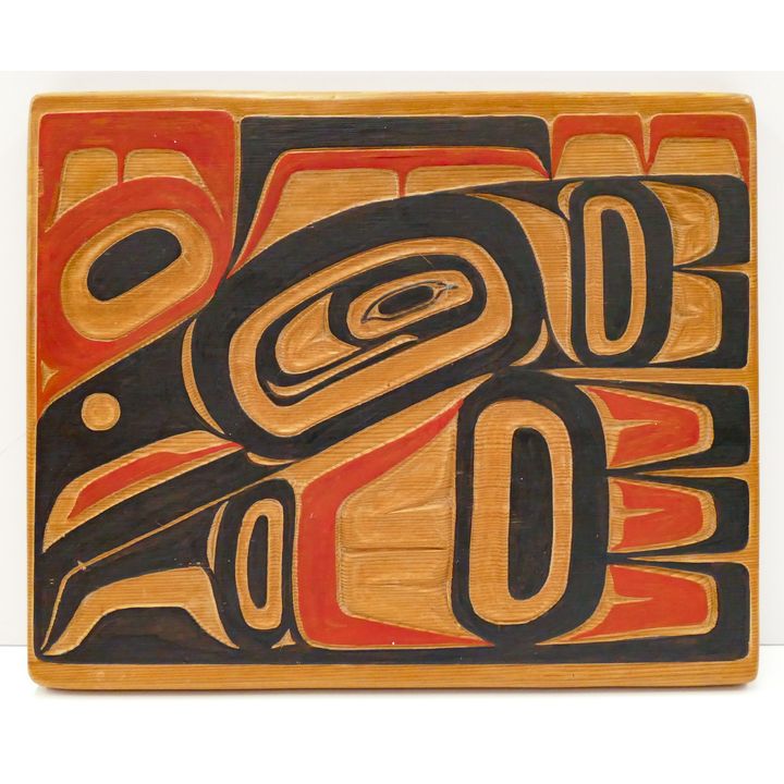 Barrie Lawrence (Tsimshian) ''Sea Eagle Box End Design'' Cedar Plaque 9''x11''