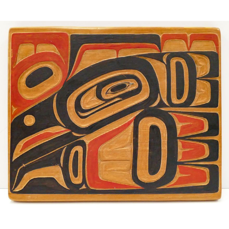 Barrie Lawrence (Tsimshian) ''Sea Eagle Box End Design'' Cedar Plaque 9''x11''